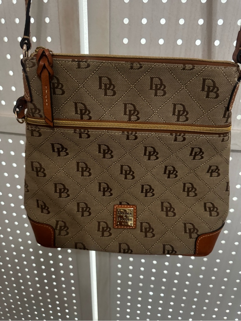 Dooney & Bourke Brown Tan Signature Crossbody Messenger